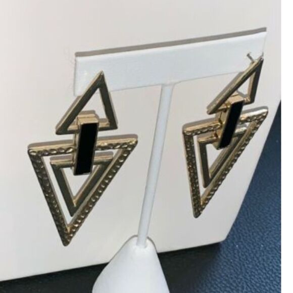 Vintage Geometric Shaped Earrings Pierced - Picture 2 of 8